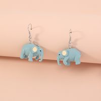 Fashion Cute Simple Light Blue Elephant Pendant Resin Earrings main image 5