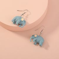 Fashion Cute Simple Light Blue Elephant Pendant Resin Earrings main image 2
