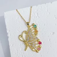 Hip-hop Mode Cuivre Couleur Zircon Papillon Pendentif Collier Femme sku image 16