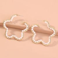 Fashion Simple Creative Flower Shape Ear Stud Pearl Alloy Earrings main image 4