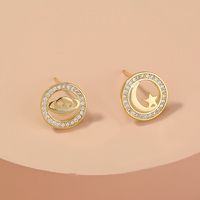 Fashion Star Moon Alloy Plating Inlay Diamonds Ear Studs main image 3