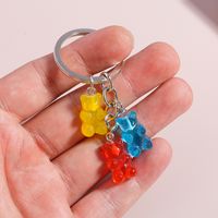 Fashion Transparent Candy Color Bear Acrylic Pendant Keychain main image 1