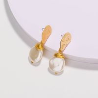 Baroque Style Pearl Alloy Plating Artificial Pearls Earrings main image 1