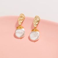 Baroque Style Pearl Alloy Plating Artificial Pearls Earrings main image 4