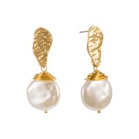 Baroque Style Pearl Alloy Plating Artificial Pearls Earrings main image 8