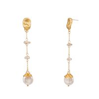 Fashion Simple Special-shaped Imitation Pure White Pearl Tassel Alloy Earrings main image 1