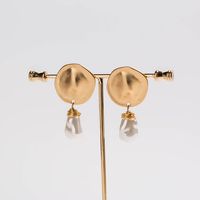 Baroque Style Round Alloy Inlay Pearl Dangling Earrings main image 7