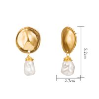 Baroque Style Round Alloy Inlay Pearl Dangling Earrings main image 8