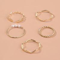 Fashion Geometric Alloy Plating Rings 5 Pieces main image 3