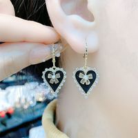 Women's Fashion Heart Shape Alloy Brass Earrings Plating Inlay Rhinestone Clip&cuff Earrings sku image 1