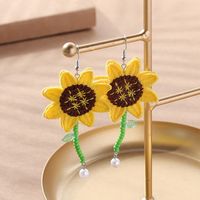 Women's Fashion Pastoral Sunflower Cloth Resin Earrings No Inlaid Earrings main image 1