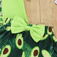 2022 New Avocado Letter Print Solid Color Short Sleeve And Avocado Print Skirt Suit main image 8