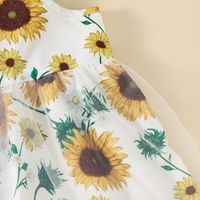 2022 Summer New Little Girls Sunflower Print Small Sling Mesh Dress main image 6