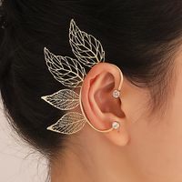 Women's Retro Fashion Feather Copper Earrings Artificial Rhinestones Earrings main image 2