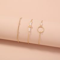 Fashion Geometric Circle Alloy Plating Artificial Pearls Bracelets 3 Pieces main image 4