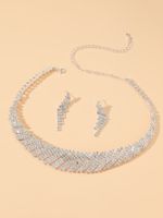 Women's Luxury Fashion Stripe Solid Color Argyle Alloy Rhinestone Earrings Necklace Jewelry Set Plating Diamond Zircon main image 2