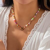 Bijoux En Gros Doux Multicolore Imitation Perle En Plastique Le Fer Pas D'Incrustation Collier main image 1