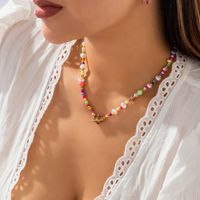 Bijoux En Gros Doux Multicolore Imitation Perle En Plastique Le Fer Pas D'Incrustation Collier main image 2