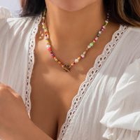 Bijoux En Gros Doux Multicolore Imitation Perle En Plastique Le Fer Pas D'Incrustation Collier sku image 1