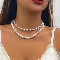 Femmes Style Vintage Solide Couleur Imitation Perle Collier Perlé Perle Artificielle 1 Pièce main image 3