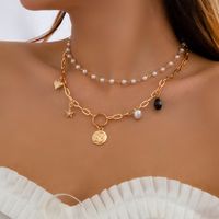 Fashion Star Heart Shape Imitation Pearl Alloy Diamond Necklace main image 2