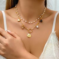 Fashion Star Heart Shape Imitation Pearl Alloy Diamond Necklace sku image 1