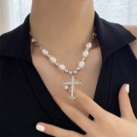 Fashion Cross Pearl Imitation Pearl Steel Aluminum-Magnesium Alloy Women'S Necklace main image 4