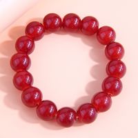 Fashion Simple Red  Elastic Big Glass Beads Bracelet main image 3