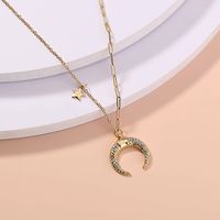 Wholesale Jewelry Fashion Moon Iron Diamonds Plating Inlay Necklace main image 2
