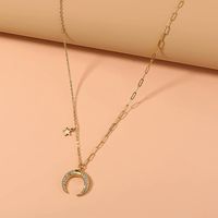 Wholesale Jewelry Fashion Moon Iron Diamonds Plating Inlay Necklace main image 3