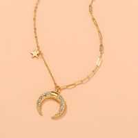 Wholesale Jewelry Fashion Moon Iron Diamonds Plating Inlay Necklace main image 4