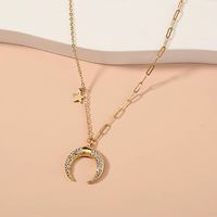 Wholesale Jewelry Fashion Moon Iron Diamonds Plating Inlay Necklace main image 5