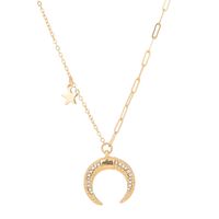Wholesale Jewelry Fashion Moon Iron Diamonds Plating Inlay Necklace main image 8