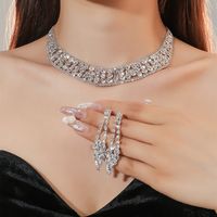 Women's Luxury Fashion Tassel Alloy Rhinestone Earrings Necklace Jewelry Set Plating Inlay Rhinestone Zircon main image 3
