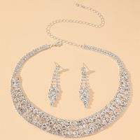 Women's Luxury Fashion Tassel Alloy Rhinestone Earrings Necklace Jewelry Set Plating Inlay Rhinestone Zircon sku image 1