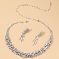 Women's Luxury Fashion U Shape Tassel Alloy Rhinestone Earrings Necklace Jewelry Set Plating Diamond Rhinestone main image 3