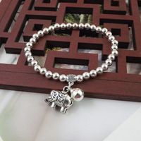 Ethnic Style 5mm Beads Silver Plated Bracelet sku image 13