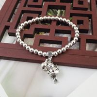 Ethnic Style 5mm Beads Silver Plated Bracelet sku image 15