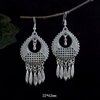 Tibet Nepal Minority Ornament Exotic Vintage Silver Plated Eardrops sku image 8