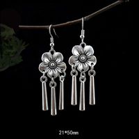 Tibet Nepal Minority Ornament Exotic Vintage Silver Plated Eardrops sku image 2