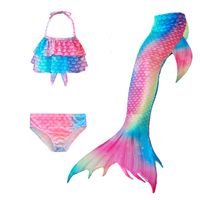 New Style Cute Children's Mermaid Tail Swimsuit Three-piece Suit main image 2