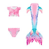 New Style Cute Colorful Children's Mermaid Tail Swimsuit Three-piece Suit main image 1