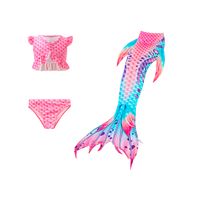 New Style Cute Colorful Children's Mermaid Tail Swimsuit Three-piece Suit main image 2