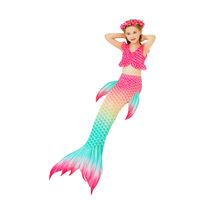 New Style Cute Colorful Children's Mermaid Tail Swimsuit Three-piece Suit main image 6