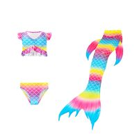 New Style Cute Colorful Children's Mermaid Tail Swimsuit Three-piece Suit main image 8