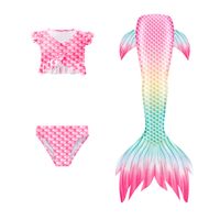 New Style Cute Colorful Children's Mermaid Tail Swimsuit Three-piece Suit sku image 1