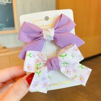 Sweet Solid Color Flower Bow Knot Polyester Hair Clip 2 Pieces main image 3