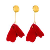 New Style Fashion Red Blue Petal Leaf Pendant Earrings main image 5