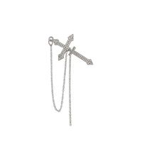Fashion New Style Cross Diamond-embedded Tassel Alloy Earrings main image 5