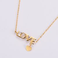 Women's Simple Style Letter Heart Shape Titanium Steel Rhinestone Pendant Necklace Inlay Stainless Steel Necklaces main image 5